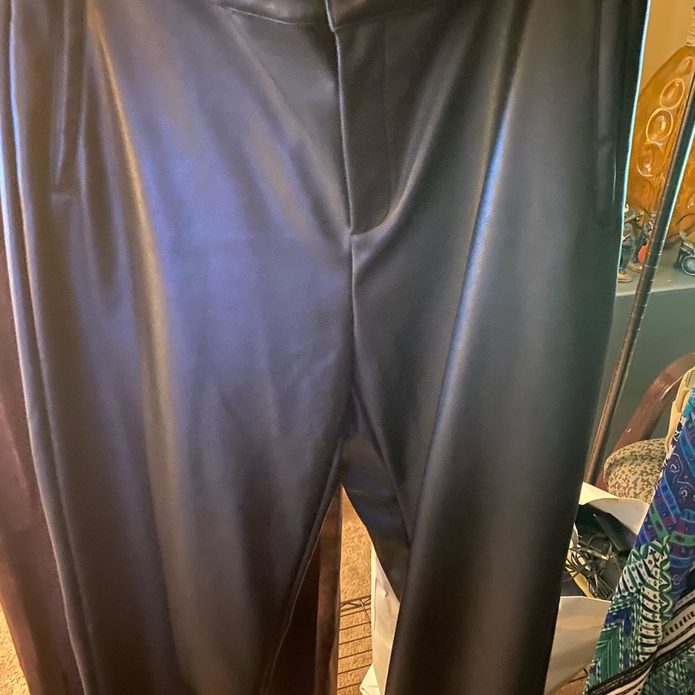 Black faux Leather Pants. Size XL